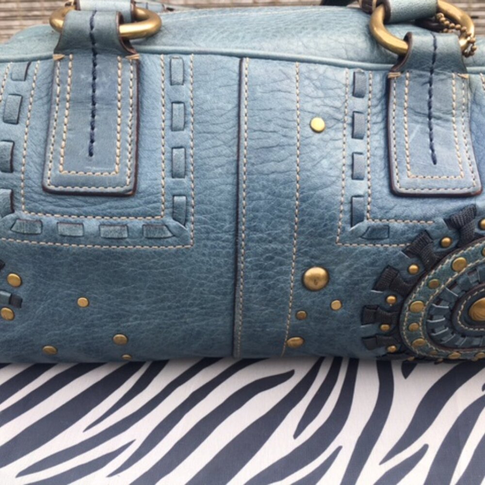 RARE COACH Ltd Edition Vintage Y2K Solo Mia Blue Denim Satchel/Coin  Wristlet - Picture 2 of 10
